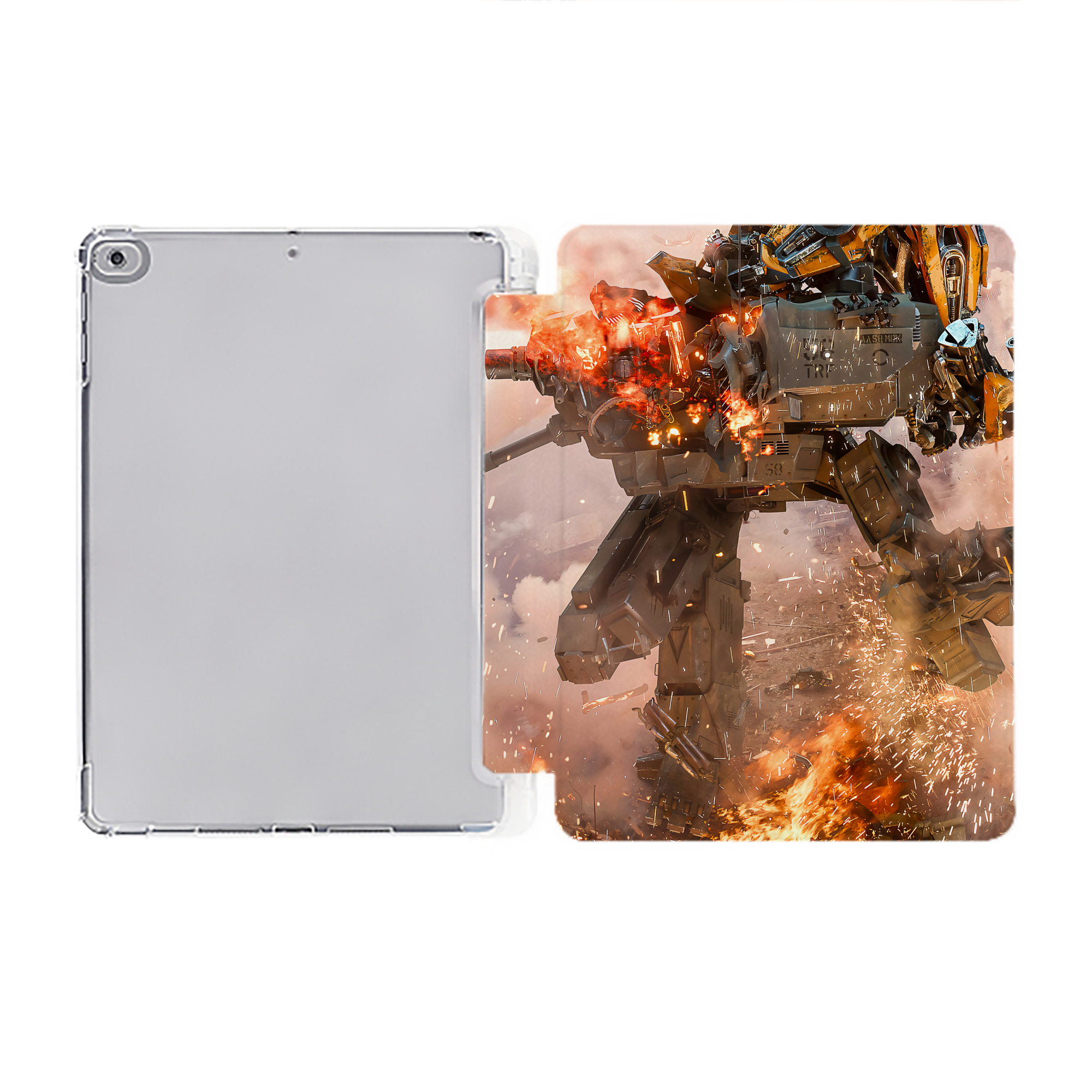 （画像用） Transformers トランスフォーマー IPad ケース ペン収納付き 三つ折りスタンド PUレザー×シリコン 対応機種9.5/10.5/10.9インチ